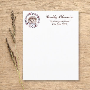 Hedgehog Watercolor Botanical Wreath Cute Personal