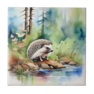 Hedgehog Watercolor Cute Tile