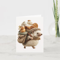 Hedgehog Wearing a Backpack Filled with Pastries