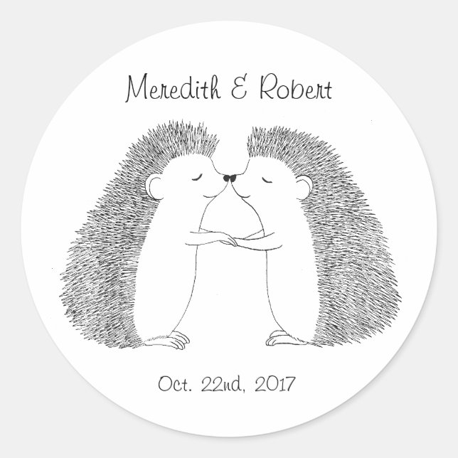 Hedgehog Wedding Sticker Wedding Favour Stickers (Front)