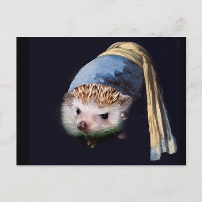 Hedgehog With a Pearl Earring  Postcard (Front)