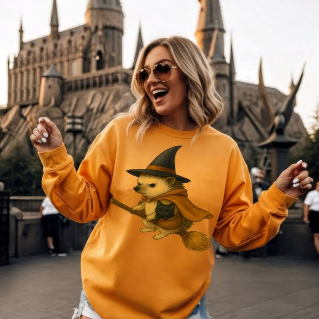 Hedgehog with Baby Black Cat Riding with Wand  T-Shirt (halloween costumes 2025

scary halloween clothes

kids halloween outfits

women sexy halloween )