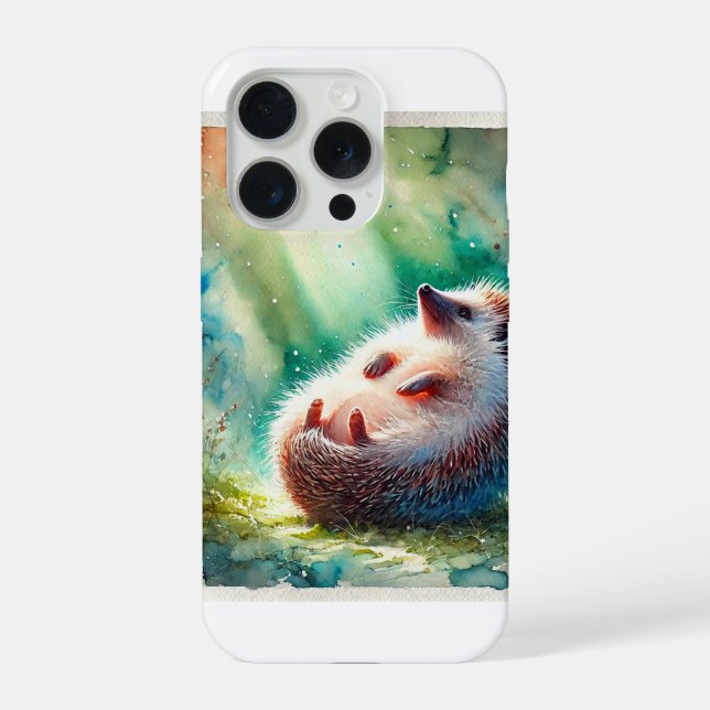 Hedgehog with bare belly 220924AREF112 - Watercolo iPhone Case (Back)