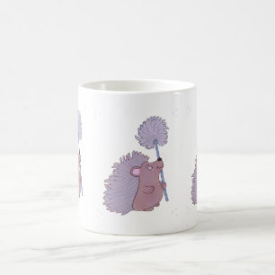 Hedgehog with Dandelion   Cute Folk Art Nature Coffee Mug