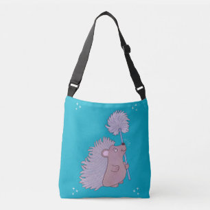 Hedgehog with Dandelion Cute Folk Art Nature Crossbody Bag