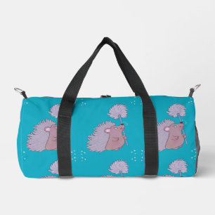 Hedgehog with Dandelion Cute Folk Art Nature Duffle Bag