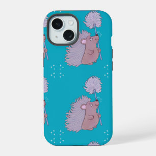 Hedgehog with Dandelion Cute Folk Art Nature iPhone 15 Case