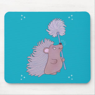 Hedgehog with Dandelion Cute Folk Art Nature Mouse Pad