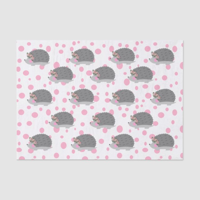 Hedgehog with Floral Wreath Tissue Paper (Front)