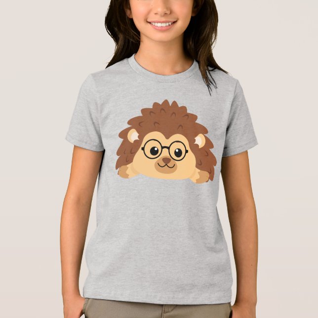 Hedgehog with Glasses Tri-Blend Shirt (Front)