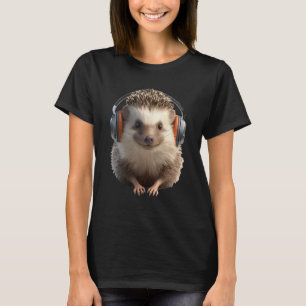 Hedgehog With Headphones Cute Animal  Graphic 1 T-Shirt