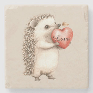 Hedgehog with Heart Love Stone Coaster