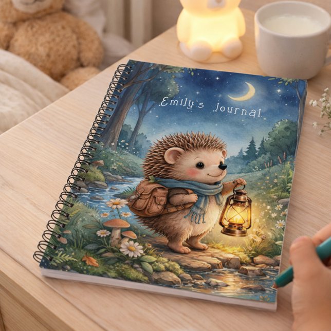 Hedgehog With Lantern Personalized Kids Journal (Creator Uploaded)
