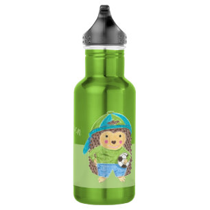 Hedgehog with soccer ball personalised kid 532 ml water bottle