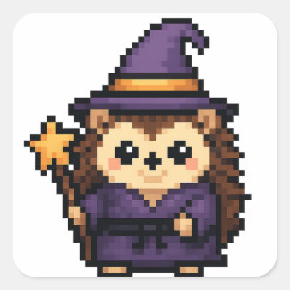 hedgehog wizard sheet square sticker
