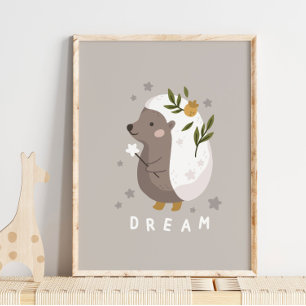 Hedgehog Woodland Animal Dream Poster   Wall Print