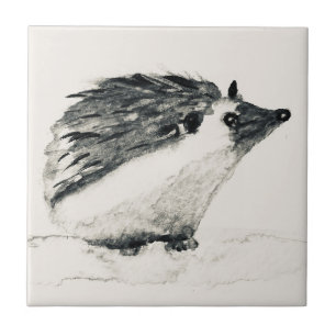 Hedgehog woodland animal vintage tile