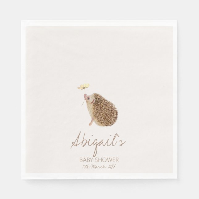 Hedgehog Woodland Forest Baby Shower  Napkin (Front)