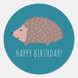 Hedgehog woodland Happy Birthday Classic Round Sticker