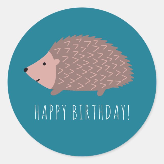 Hedgehog woodland Happy Birthday Classic Round Sticker (Front)