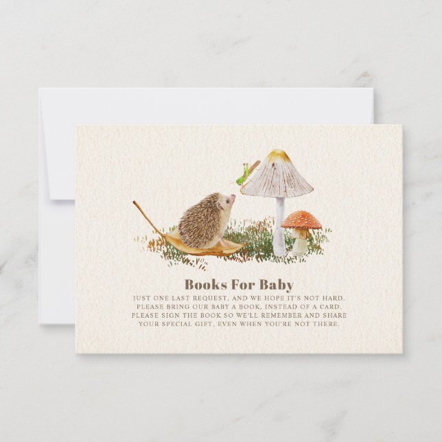 Hedgehog Woodland Mushroom Books For Baby Shower  Invitation (Front)