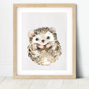 Hedgehog Woodland Nursery Art Print