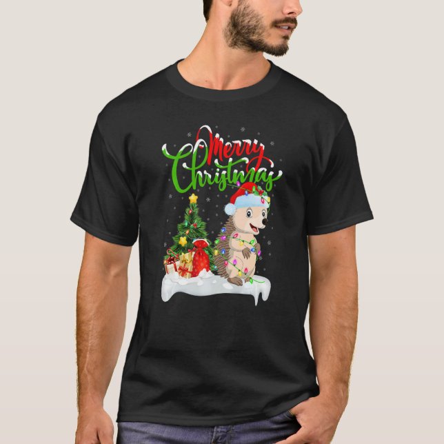 Hedgehog  Xmas Decorations Santa Hedgehog Christma T-Shirt (Front)