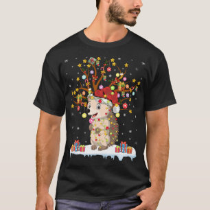 Hedgehog Xmas Lighting Tree Santa Hedgehog Christm T-Shirt
