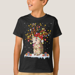 Hedgehog Xmas Lighting Tree Santa Hedgehog Christm T-Shirt