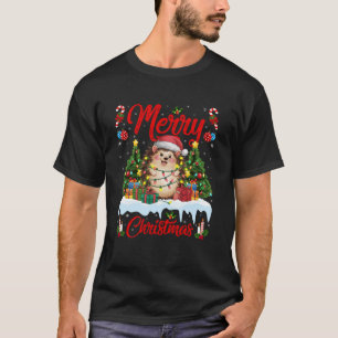 Hedgehog Xmas Tree Lighting Santa Hat T-Shirt