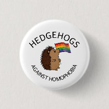 Hedgehogs against homophobia button
