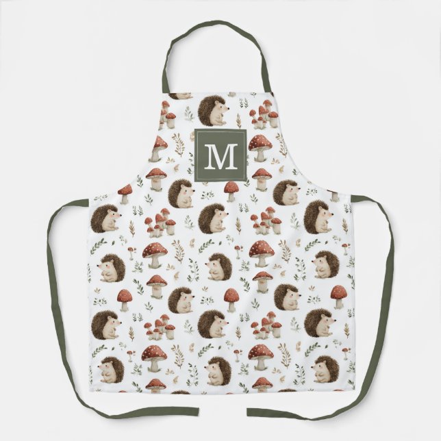 Hedgehogs and Mushrooms Kitchen Apron (Front)