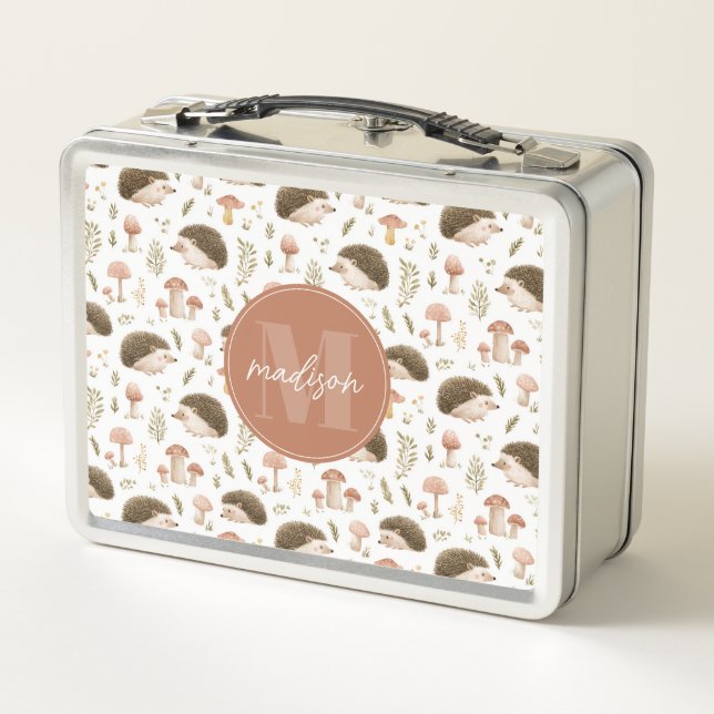 Hedgehogs and Mushrooms Metal Lunchbox (Back)