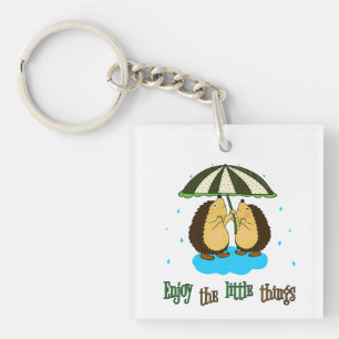 Hedgehogs and rain key ring