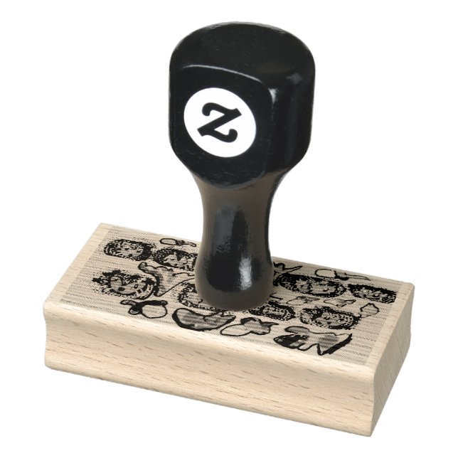 Hedgehogs Autumn Rubber Stamp (Stamp)