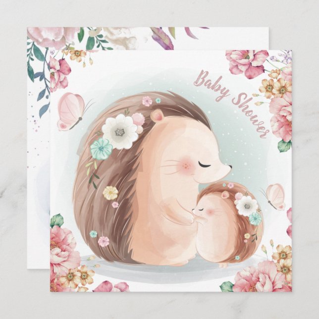 Hedgehogs Baby Shower Invitation (Front/Back)