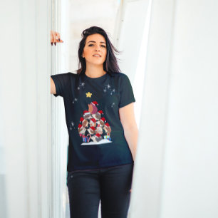 Hedgehogs Christmas Tree Santa Caps T-Shirt