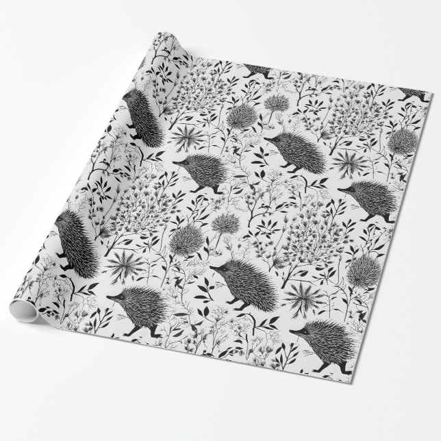 Hedgehogs Designer Wrapping Paper (Unrolled)