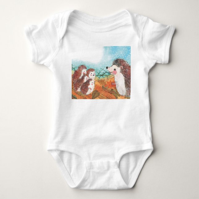 Hedgehogs Illustration  Baby Bodysuit (Front)