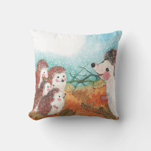 Hedgehogs Illustration   Cushion