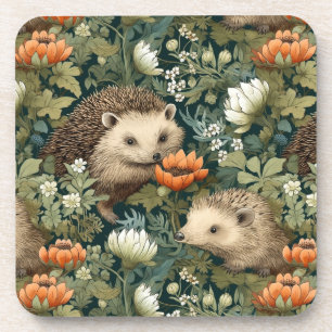 Hedgehogs in an Old English Garden Coaster