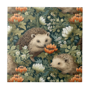 Hedgehogs in an Old English Garden Tile
