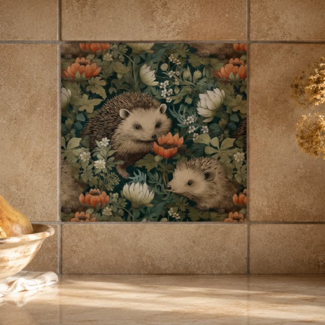 Hedgehogs in an Old English Garden Tile (Creator Uploaded)