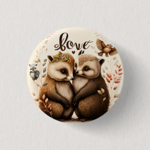 hedgehogs in love 3 cm round badge