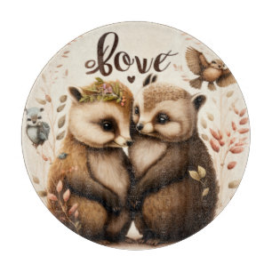  hedgehogs in love      cutting board