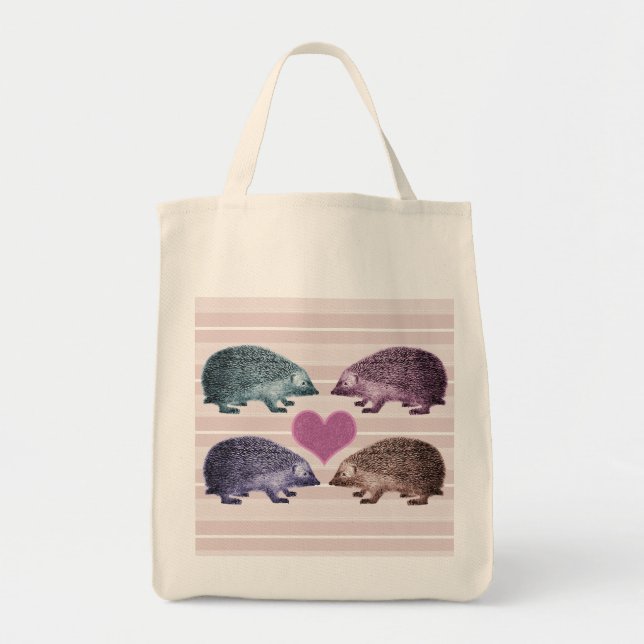 Hedgehogs in Love - Four Adorable Hedgehogs Tote Bag (Front)