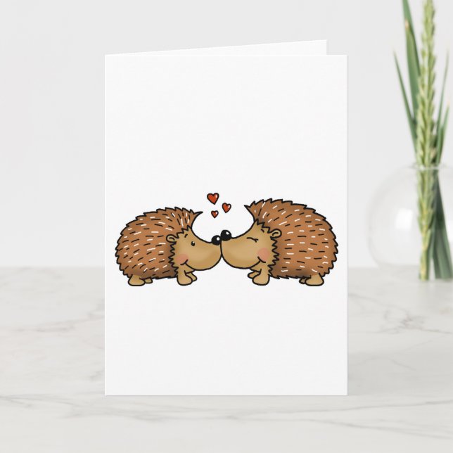 Hedgehogs in Love Holiday Card (Front)