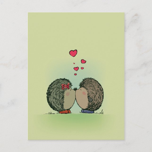 Hedgehogs in love postcard (Front)