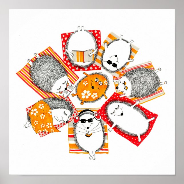 Hedgehogs on the beach poster (Front)