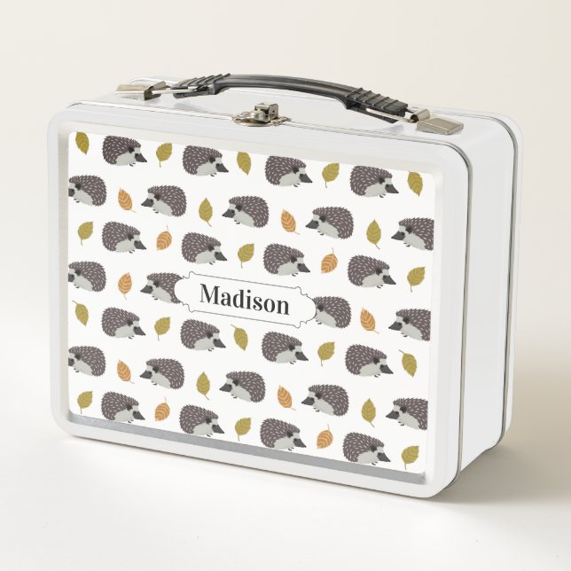Hedgehogs Pattern custom name lunch boxes (Front)